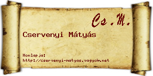 Cservenyi Mátyás névjegykártya